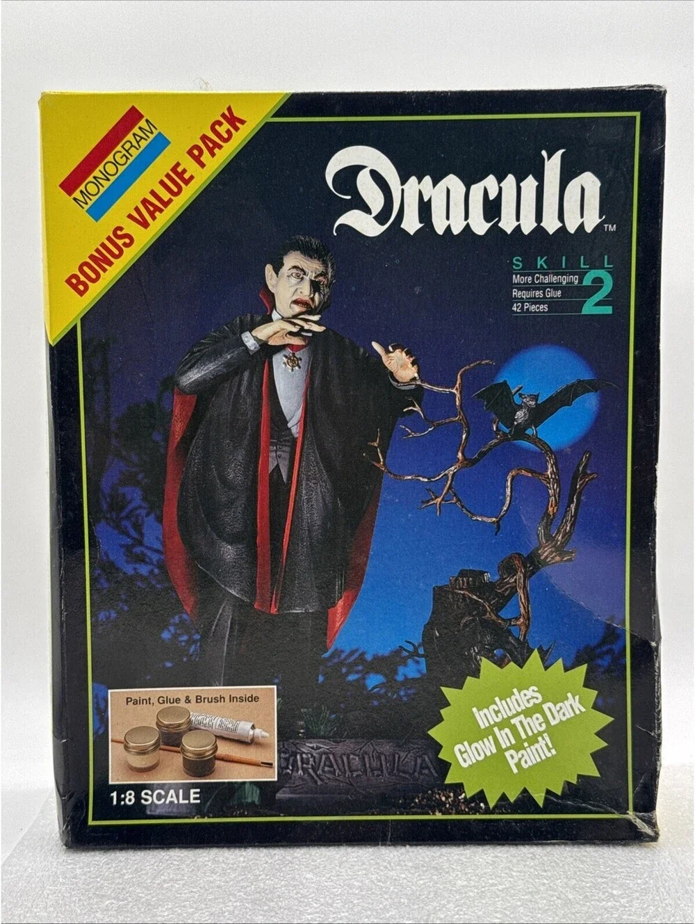 Monogram 1994 Dracula 1:8 Scale Monsters Model Value Pack Kit Glow In The Dark